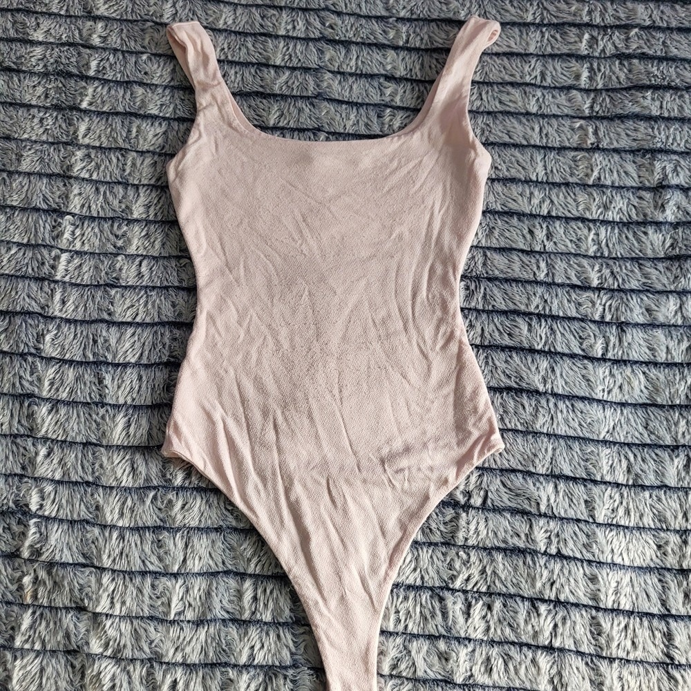 Naked Wardrobe Light Pink Square-Neck Bodysuit XS
